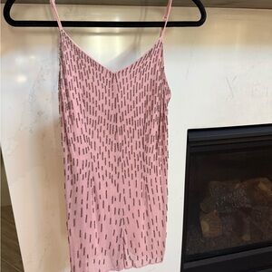 Pink Spaghetti Strap Dress with Black Pattern